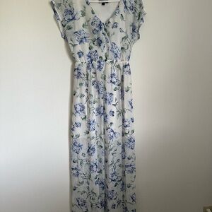 As U Wish Blue and White Floral Maxi Dress